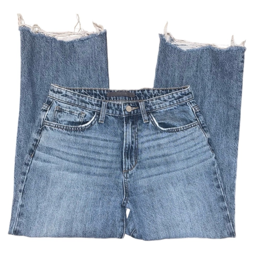 Joe's Jeans Light Blue High-Rise Wide Leg Jeans with Raw Hem